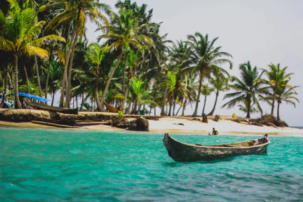 Panama canoe on beach